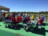 Players enjoying lunch.